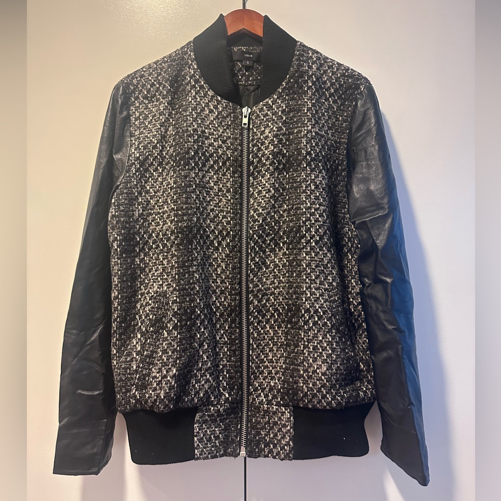 Stolen Girlfriends Club | Men’s Wool Bomber W Leather Sleeves | Fits Like An M